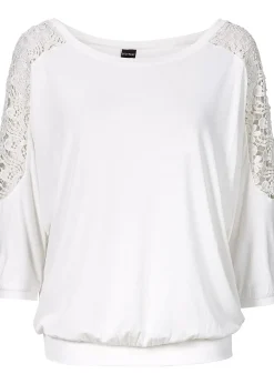 Femme bonprix T-Shirts & Tops|T-shirt oversize en viscose et dentelle