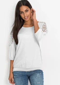 Femme bonprix T-Shirts & Tops|T-shirt oversize en viscose et dentelle