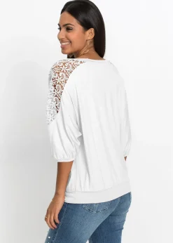 Femme bonprix T-Shirts & Tops|T-shirt oversize en viscose et dentelle