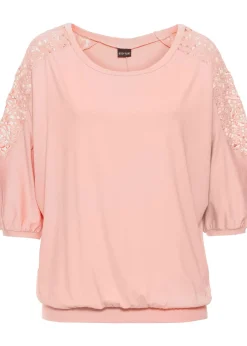 Femme bonprix T-Shirts & Tops|T-shirt oversize en viscose et dentelle
