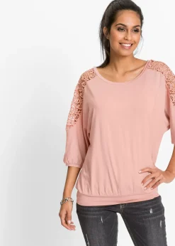 Femme bonprix T-Shirts & Tops|T-shirt oversize en viscose et dentelle
