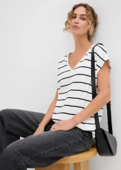 Femme bonprix T-Shirts & Tops|T-shirt rayé en maille