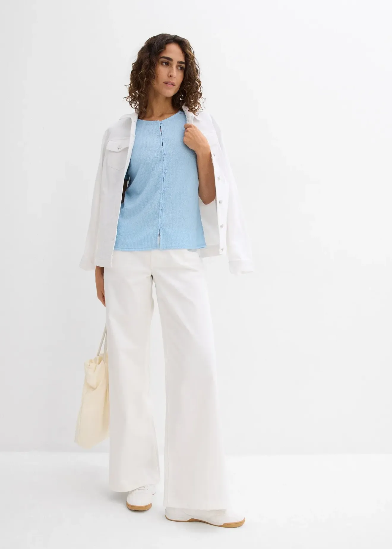 Femme bonprix T-Shirts & Tops|T-shirt texturé et boutonné