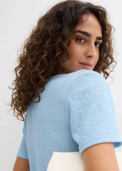 Femme bonprix T-Shirts & Tops|T-shirt texturé et boutonné