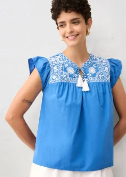 bonprix Tunique brodée avec de la soie|Femme Premium|Chemisiers