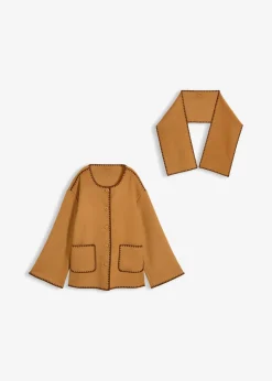 bonprix Veste à broderie décorative (ens. 2 pces avec écharpe)|Femme Premium|Vestes & Manteaux