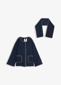 Femme bonprix Premium|Vestes & Manteaux|Veste à broderie décorative (ens. 2 pces avec écharpe)