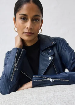 bonprix Veste biker en cuir nappa d’agneau|Femme Premium|Vestes & Manteaux