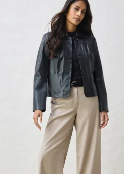 Femme bonprix Premium|Vestes & Manteaux|Veste courte en cuir nappa d’agneau