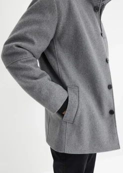 Homme bonprix Vêtements De Plein Air|Vestes|Veste d’hiver aspect laine avec empiècement coupe-vent