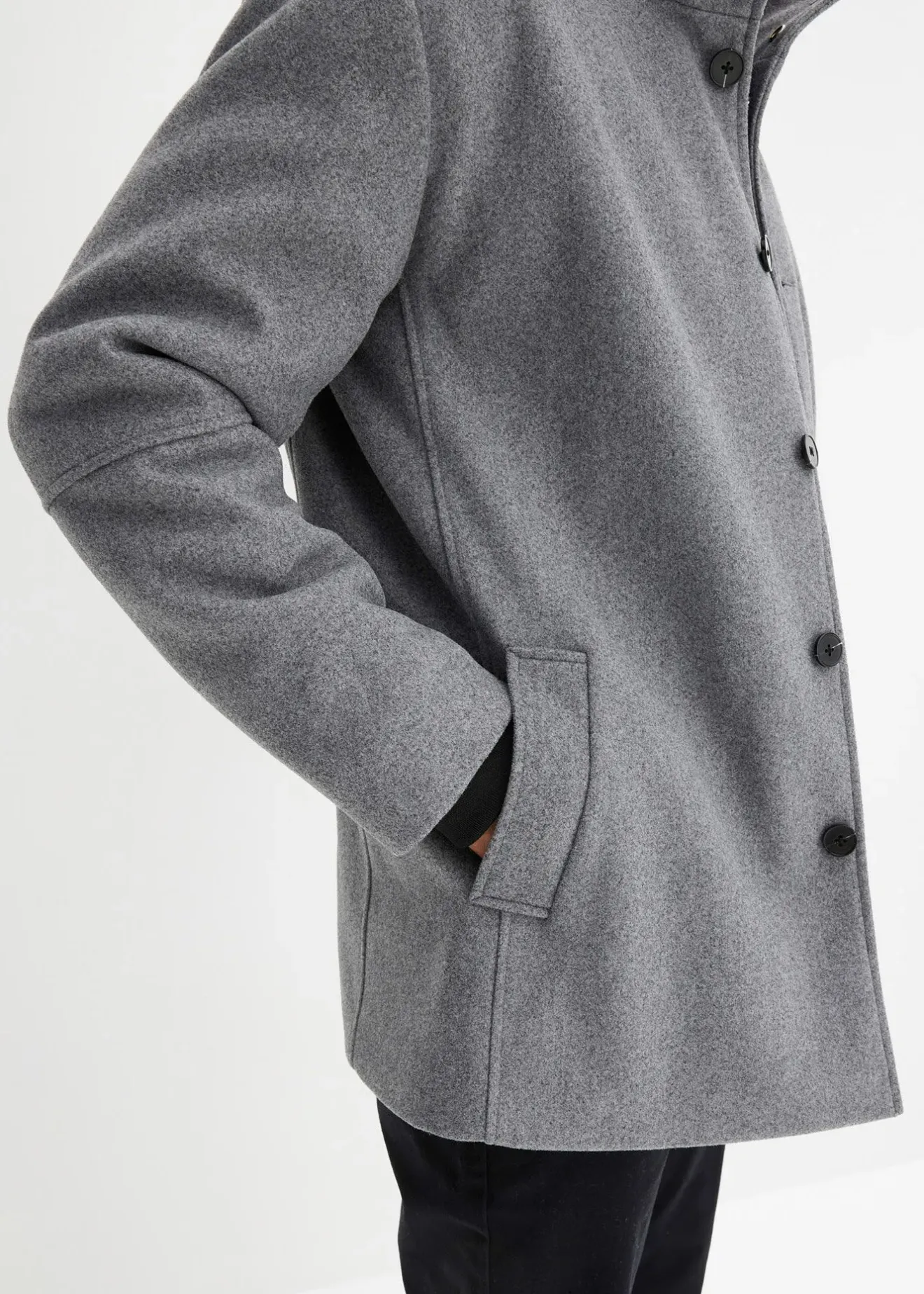 Homme bonprix Vêtements De Plein Air|Vestes|Veste d’hiver aspect laine avec empiècement coupe-vent