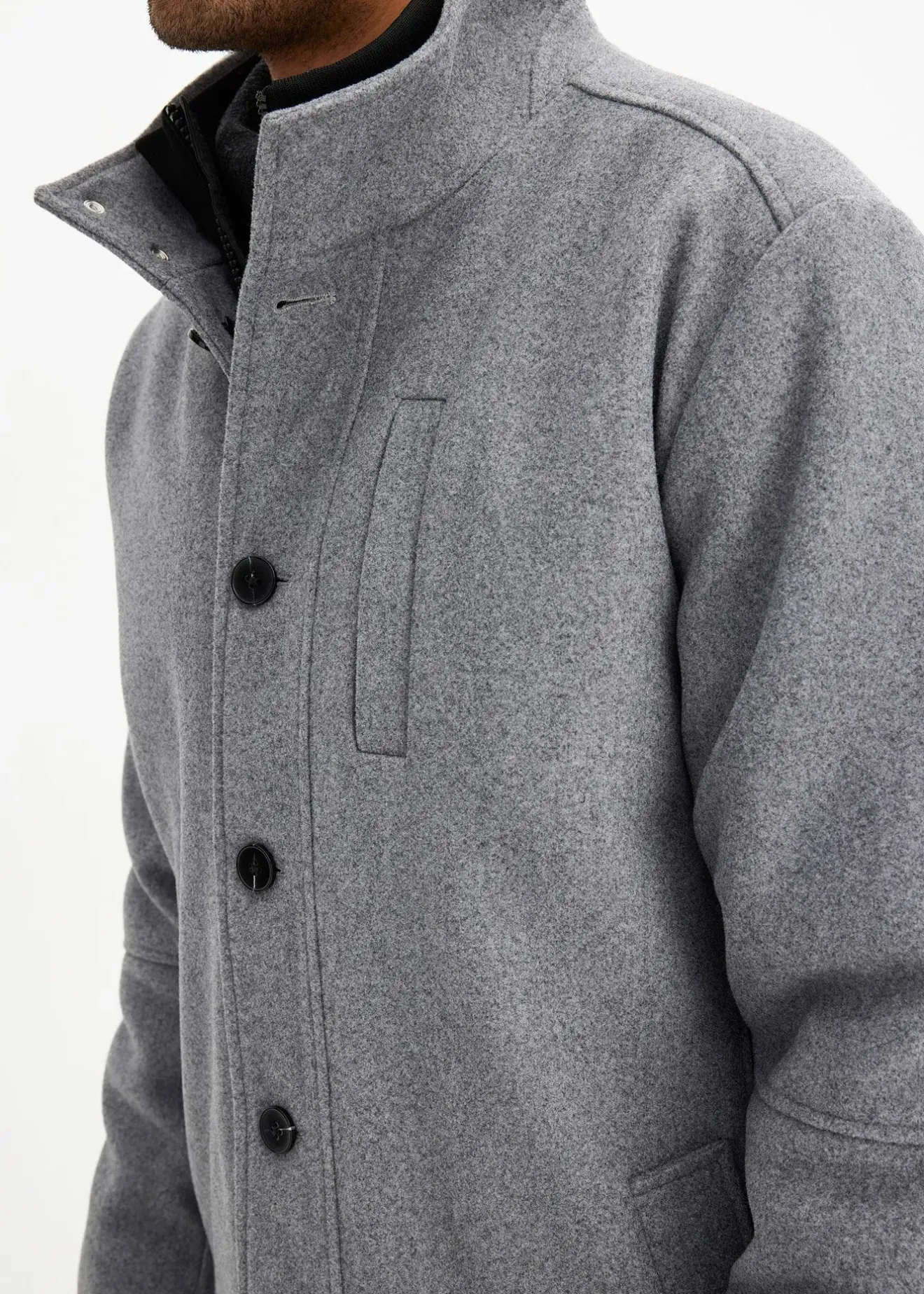 Homme bonprix Vêtements De Plein Air|Vestes|Veste d’hiver aspect laine avec empiècement coupe-vent