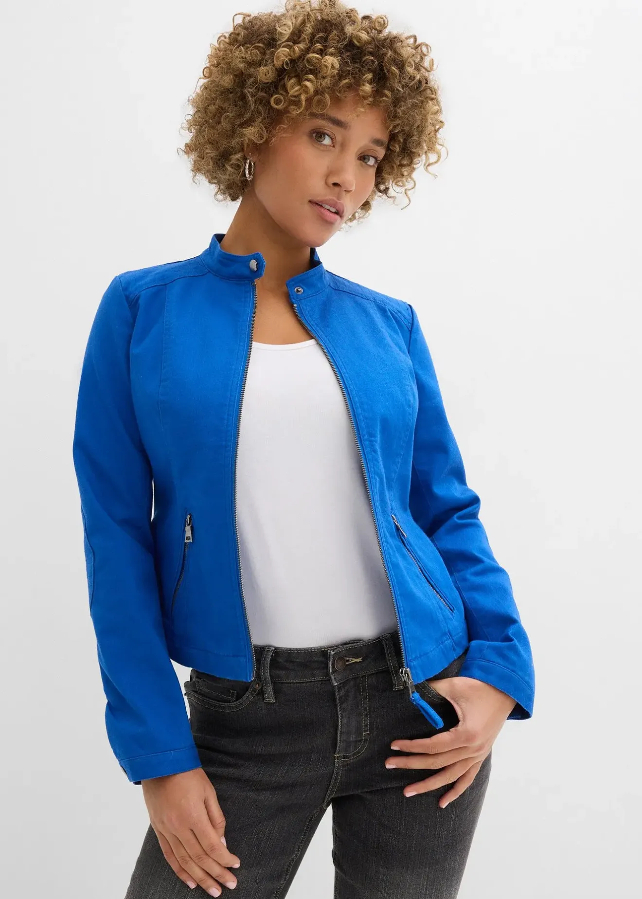 Femme bonprix Vestes & Manteaux|Veste en coton twill avec empiècements latéraux extensibles