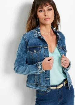 bonprix Veste en jean avec broderie|Femme Vestes & Manteaux