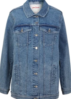 bonprix Veste en jean extensible, coupe boyfriend|Femme Vestes & Manteaux