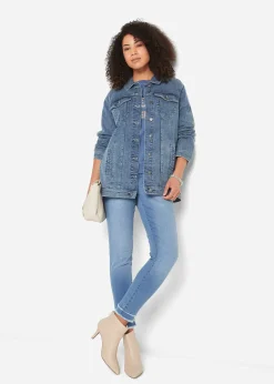 bonprix Veste en jean extensible, coupe boyfriend|Femme Vestes & Manteaux