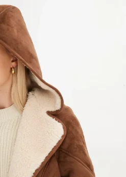 bonprix Veste en sherpa à capuche|Femme Vestes & Manteaux