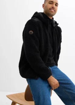 bonprix Veste en sherpa avec empiècement mesh et capuche|Homme Vêtements De Plein Air|Vestes