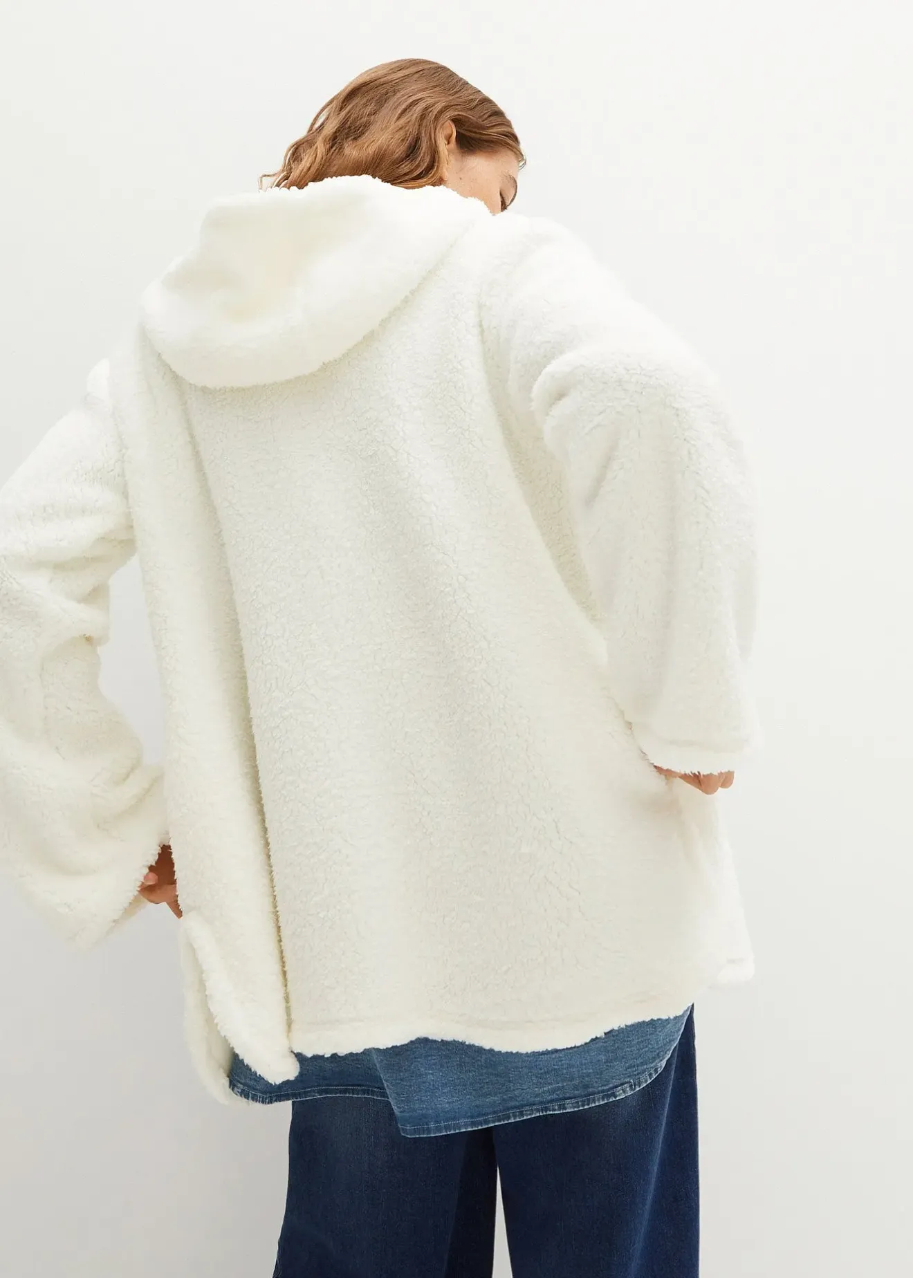 Femme bonprix Sweats|Vestes & Manteaux|Veste en sherpa coupe trapèze avec fentes latérales