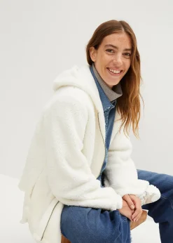 Femme bonprix Sweats|Vestes & Manteaux|Veste en sherpa coupe trapèze avec fentes latérales