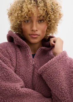 Femme bonprix Sweats|Vestes & Manteaux|Veste en sherpa coupe trapèze avec fentes latérales