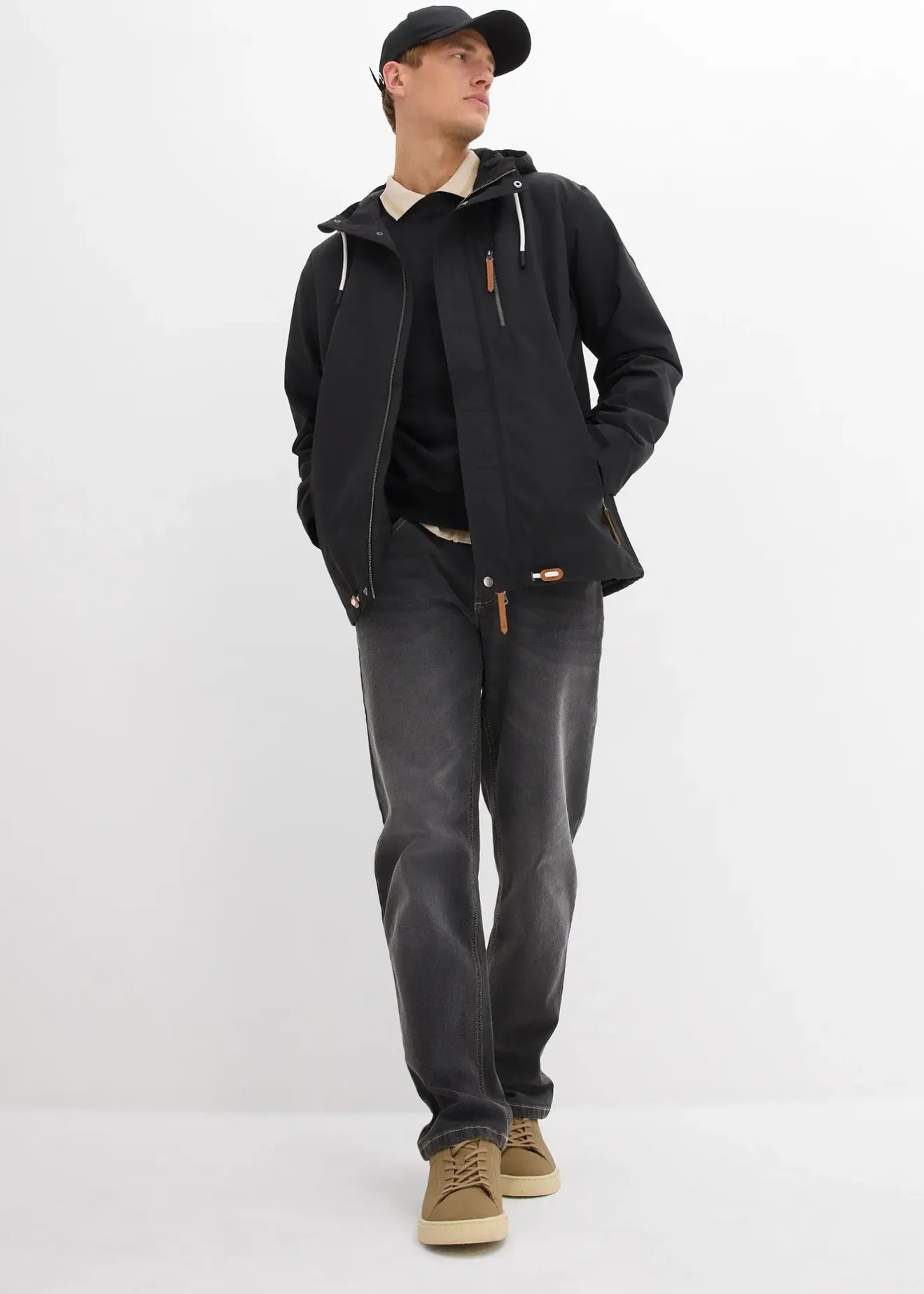 bonprix Veste imperméable à capuche et détails enduits|Homme Vestes