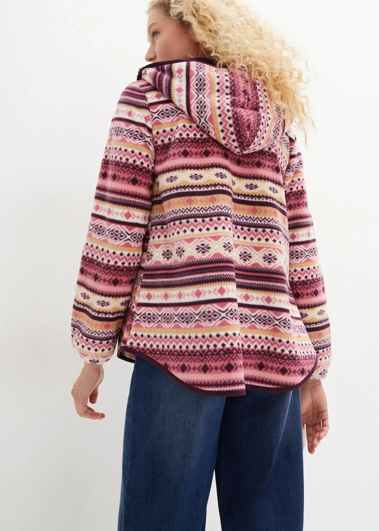 Femme bonprix Sweats|Vestes & Manteaux|Veste polaire à capuche avec motif norvégien