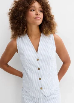 Femme bonprix Vestes & Manteaux|Veste sans manches en denim rayé