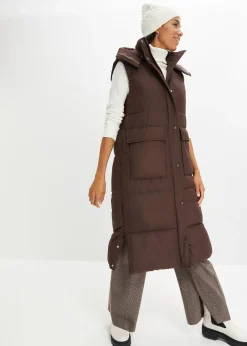 bonprix Veste sans manches matelassée en polyester recyclé avec capuche amovible|Femme Vestes & Manteaux