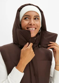 bonprix Veste sans manches matelassée en polyester recyclé avec capuche amovible|Femme Vestes & Manteaux
