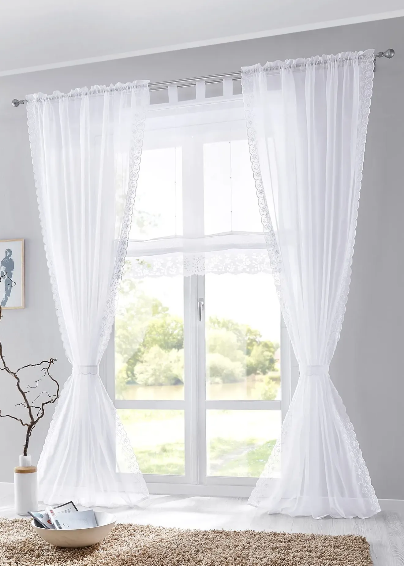 bonprix Voilage brodé avec embrasse (1 pce)| Salon·Rideaux & Voilages|Voilages