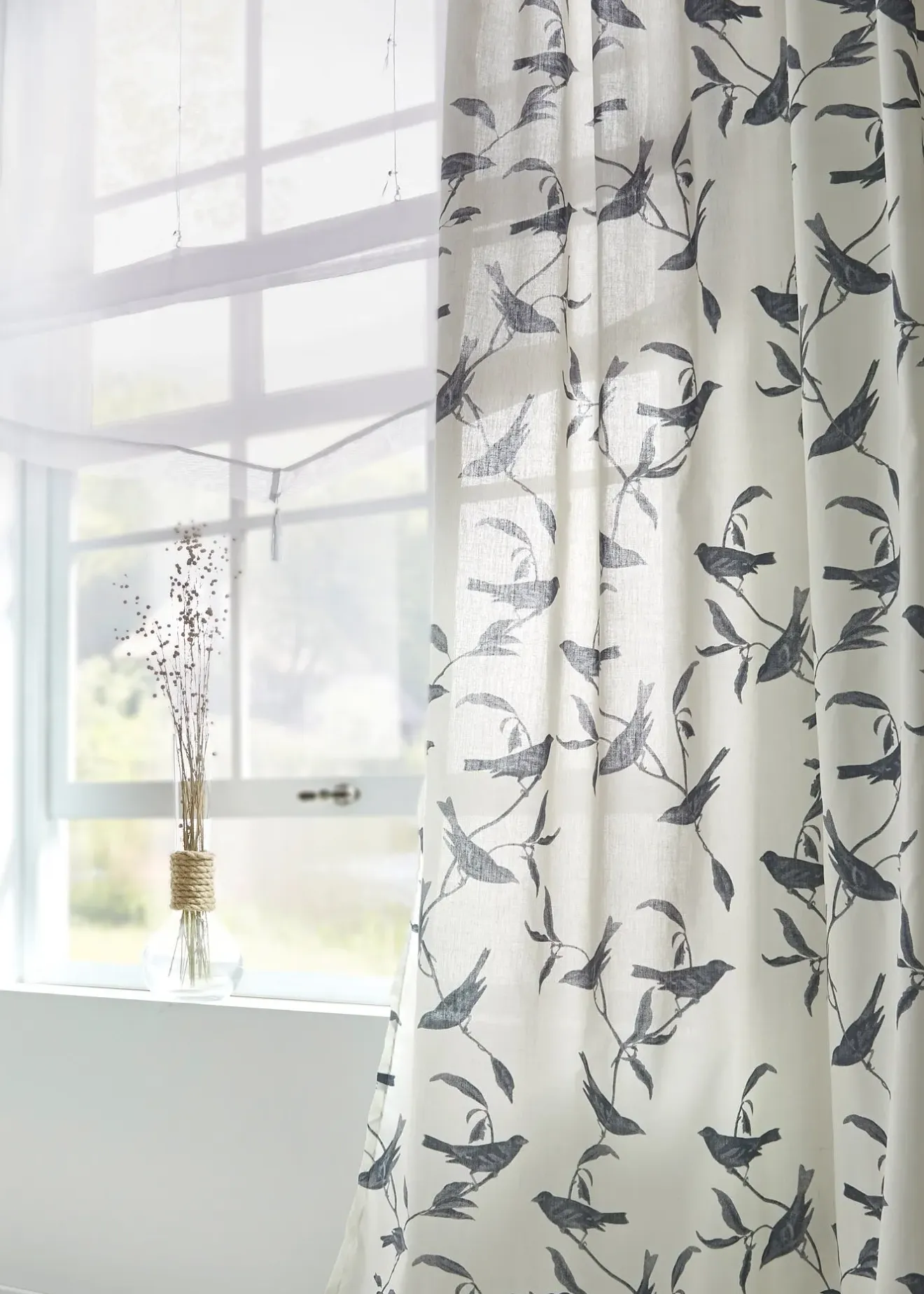 bonprix Voilage imprimé oiseau (1 pce.)| Salon·Rideaux & Voilages|Rideaux Classiques