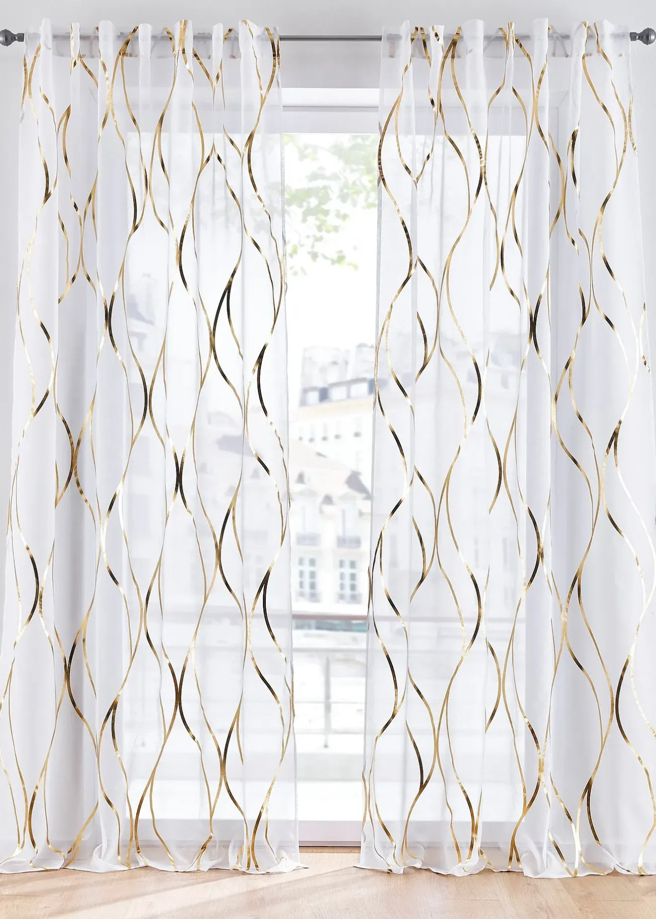 bonprix Salon·Rideaux & Voilages|Voilages|Voilage transparent à imprimé brillant (1 pce)